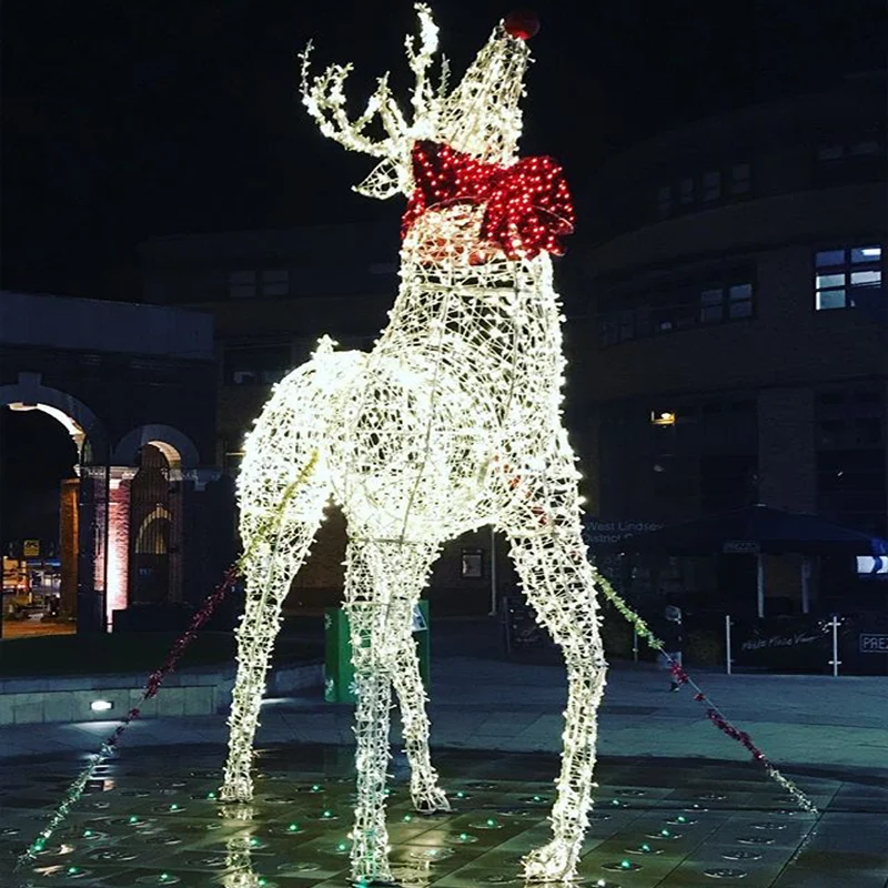 Giant LED reindeer for outdoor life size christmas decorative deer for commercial holiday light displays