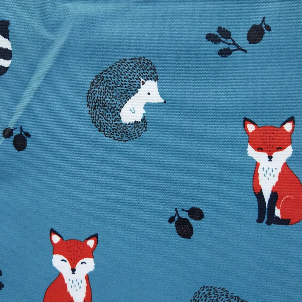 100% Polyester taslan printed fabric with milky white coating for kids clothing fox print