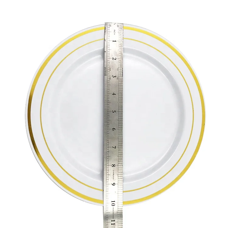 wedding rose gold rim disposable rose golden color for party plastic plates set