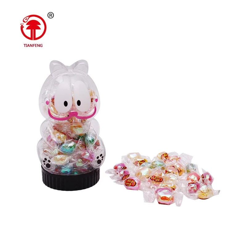 Fruit animal shape jelly candy in animal shaped wrapper jelly beans shiny candy jar with cat and bear