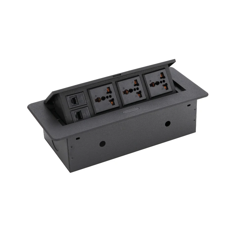 JX-S267F Zinc Alloy multifunction office Pop Up Table Desk Power Desktop Socket