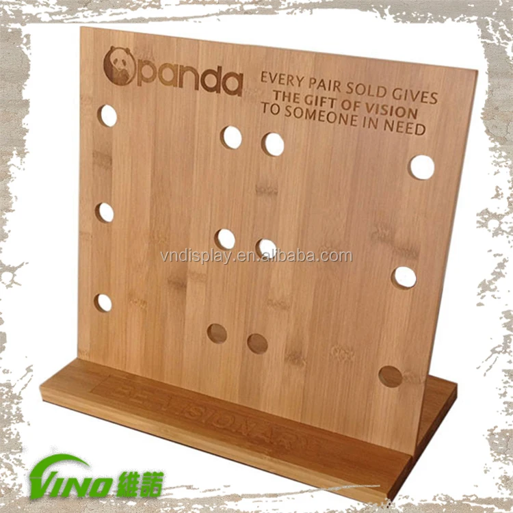 Nature Wooden sunglasses Display Eyewear Rack Holder For 6 pairs