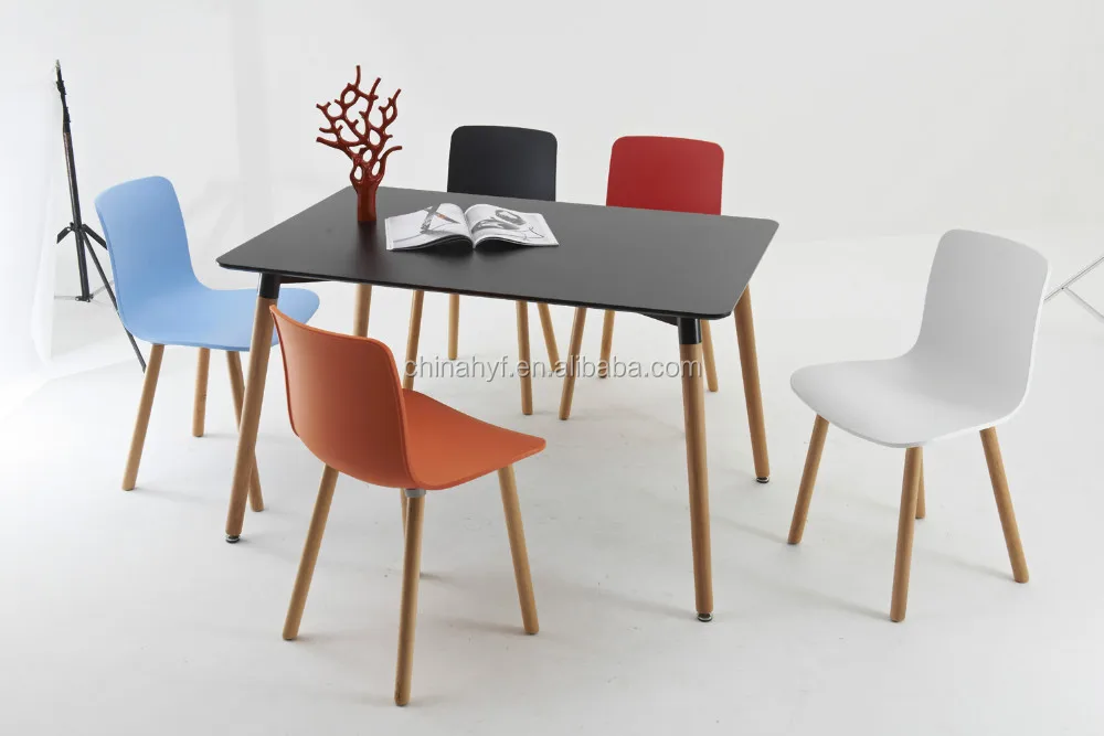 MDF leisure white table with beech wood legs TB-01