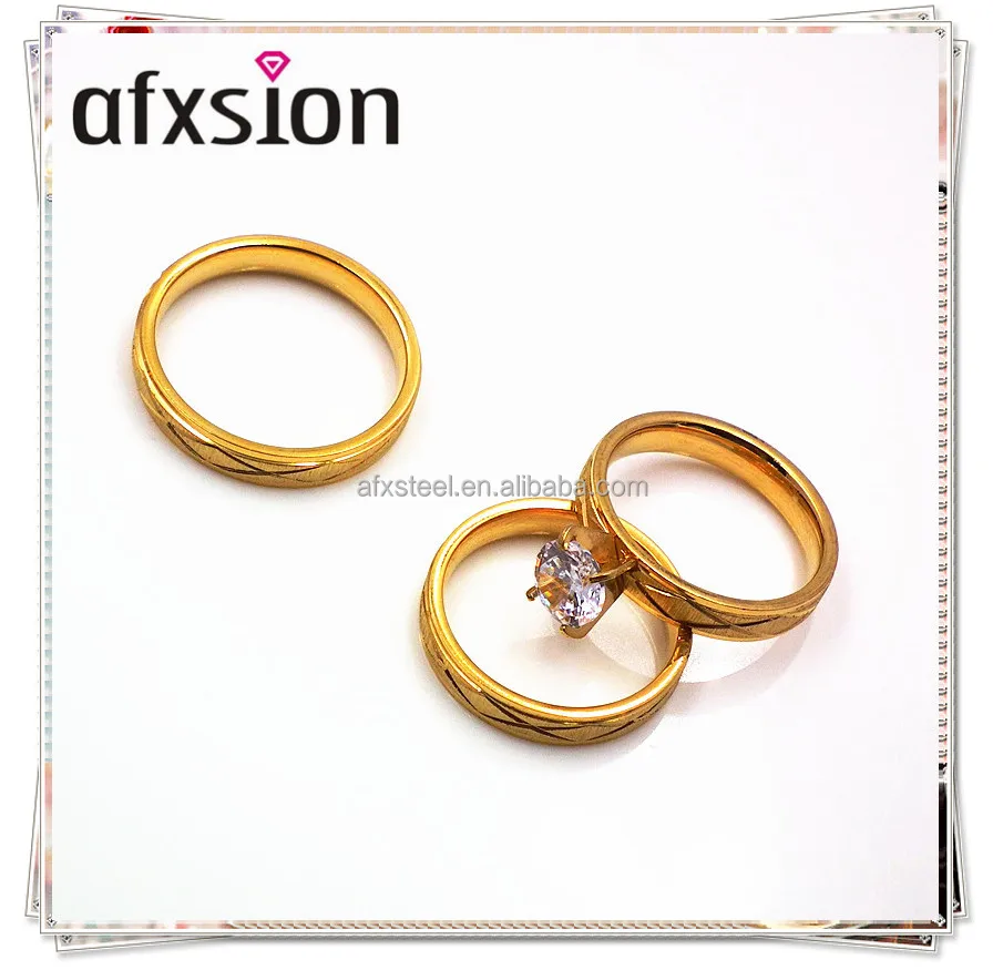 AFXSION jewelry Dubai fashion gold plating 18K gold 316L stainless steel wedding ring
