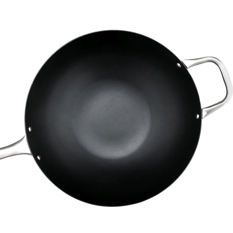 
2019 Hot Sell Chinese Big Black Non Stick Wear Resistant Carbon Steel Wok With Handle 