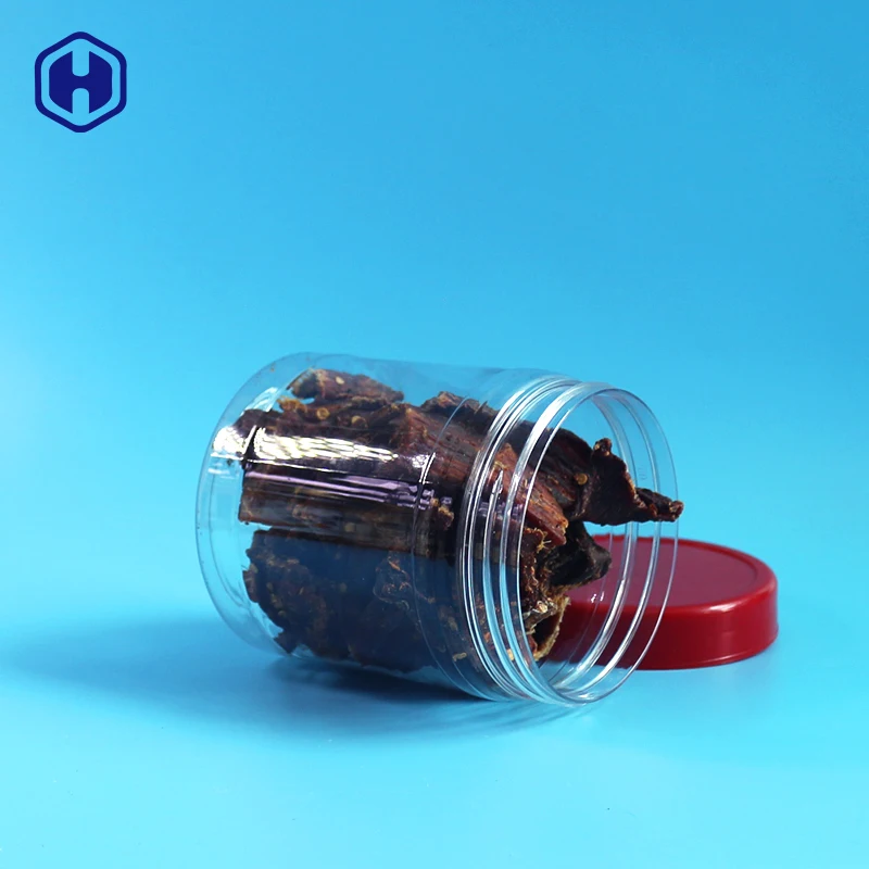 760ml round biscuit red top lid canning food grade PET plastic jar for biscuits packaging containers