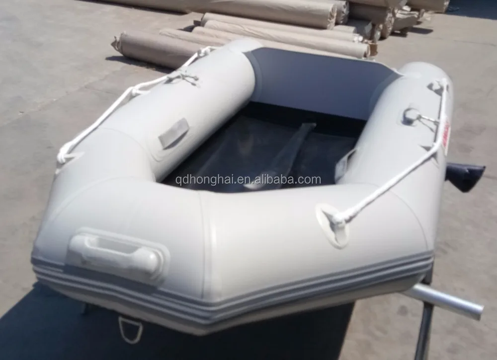 2.3m light grey inflatable Aluminum floor boat with keel and 1.2mm pvc for summer sport fishing