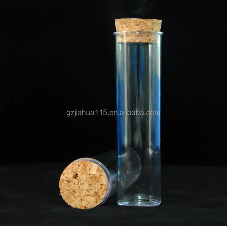 Plastic test tube with cork for candy packaging