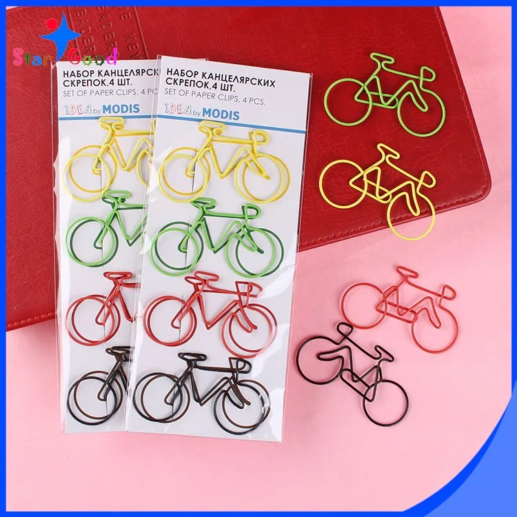 Different color metal vehicle bicycle bike shaped  paper clip