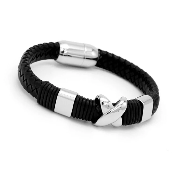 
magnetic leather rope bracelet for men and women wrap leather bracelet wholesale 