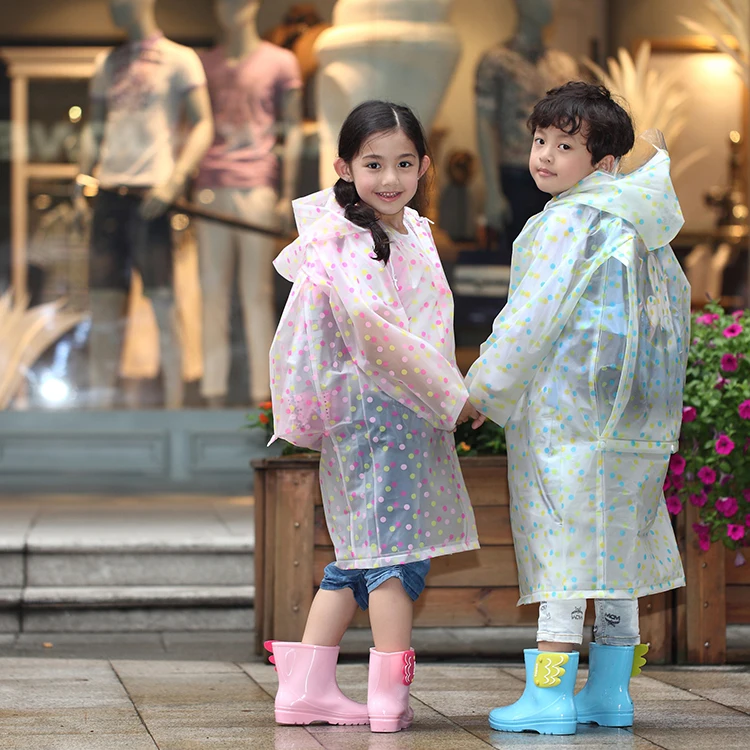 Reusable Hiking Waterproof Rainwear Transparent EVA Material Children Kids Wholesale Raincoat
