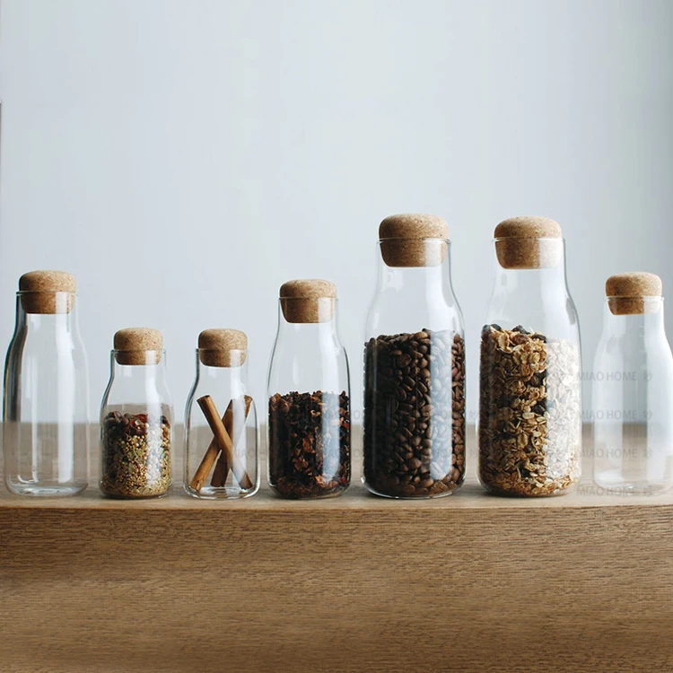 
Healthy Glass Storage Jar With Cork Lid Decorative Glass Storage Bottles With Wooden Lid 