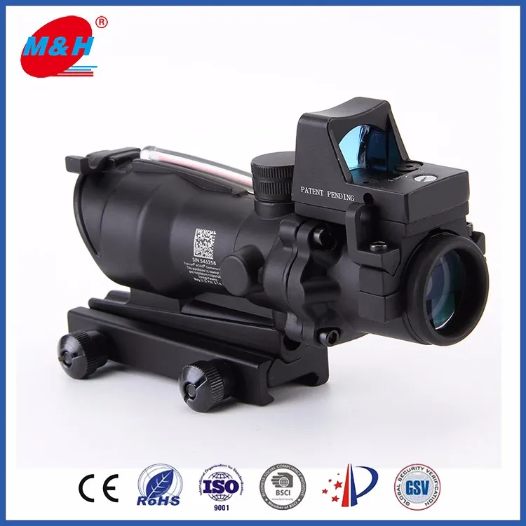 Хорошее качество высокого класса междугородной 4X32 micro red dot настоящее волокна источник ACOG для прицел