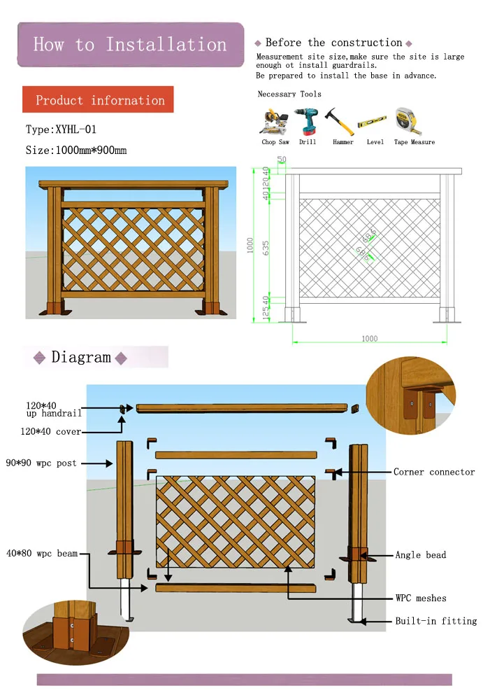 
WPC Outdoor Wood Railing Wall Bracket for Handrails Folding Stairs Handrails 
