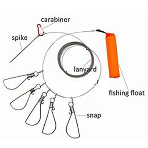 One - handed operation  Fishing Tackle Accessory fishing stringer clip live fish lock  cable with stainless steel 304  snap