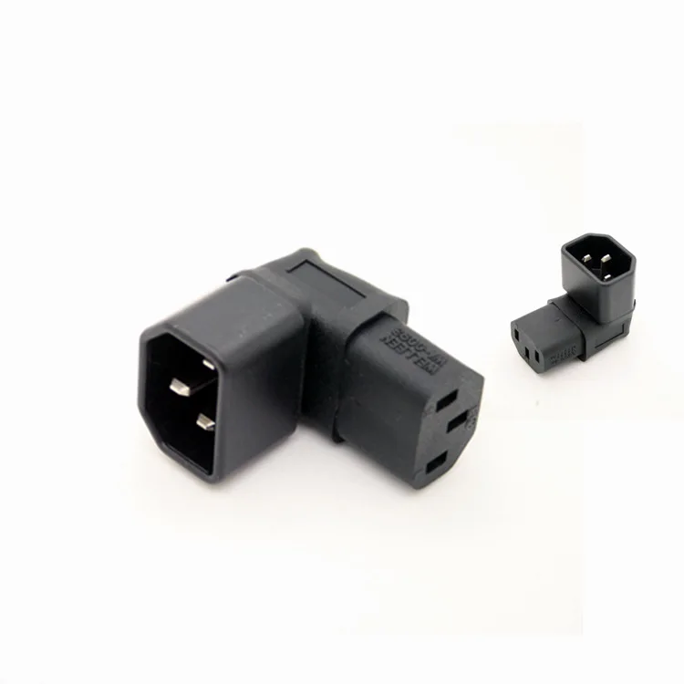 Right Angle IEC 320 C14 Male Plug to C13 Female Socket AC Power Cord Connector