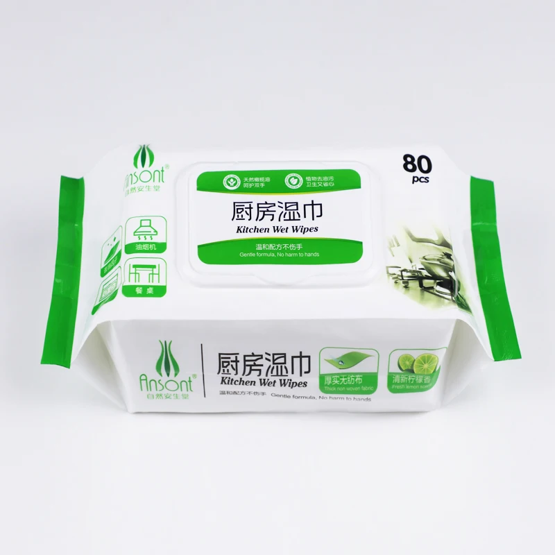 Non-woven style thick and soft fragrance customized kitchen wet wipes