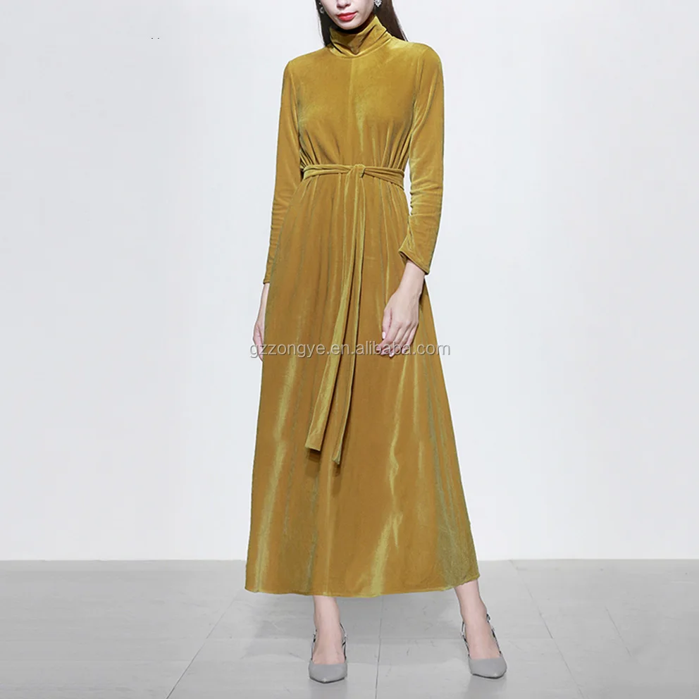 Latest Fashion Long yellow elegant Casual Dress