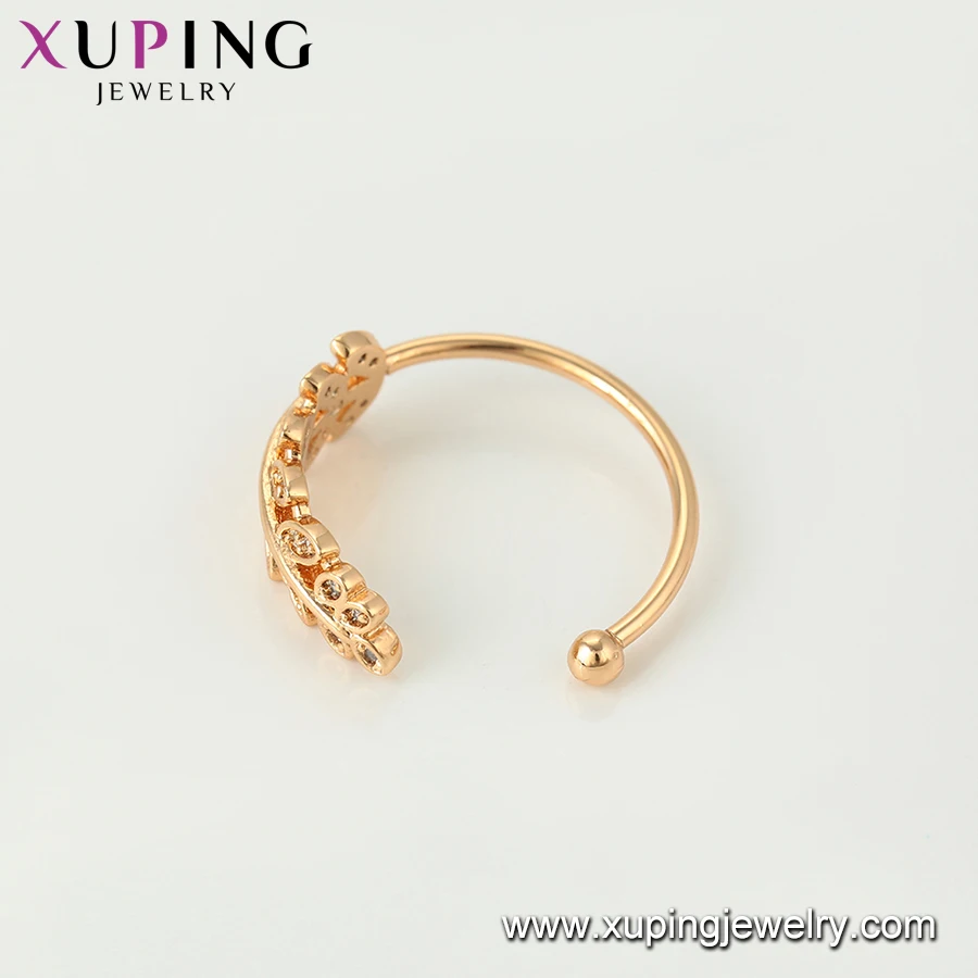 15288 beautiful ladies jewelry leaf shaped zircon inset finger ring for sale