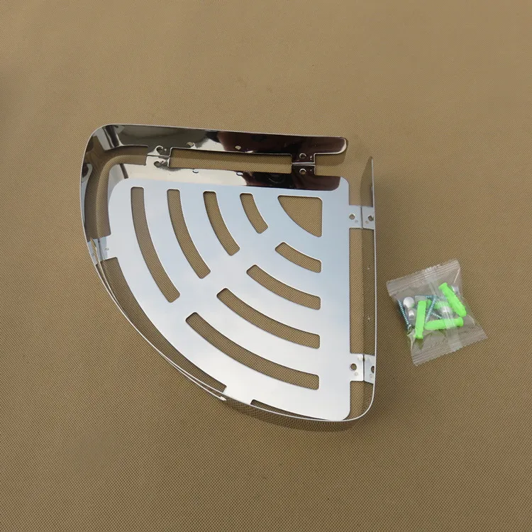 Tub and Shower Large Corner Basket Two-Tier with Hook Wall Mount Stainless Steel