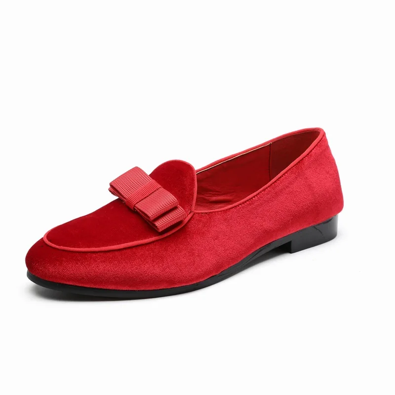 Size 47 48 Red Color Suede Leather Shoes Comfortable Round Toe Slip On Men Dress Shoes Loafers