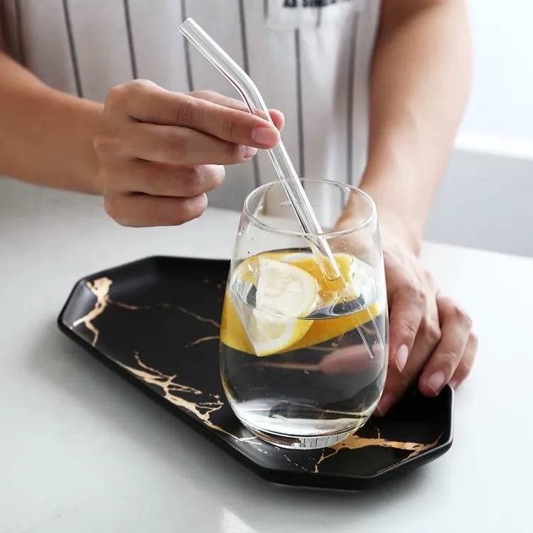 
Eco Friendly reusable Glass Drinking Straw Set for kids Environmental protection Bend straight straws with logo 