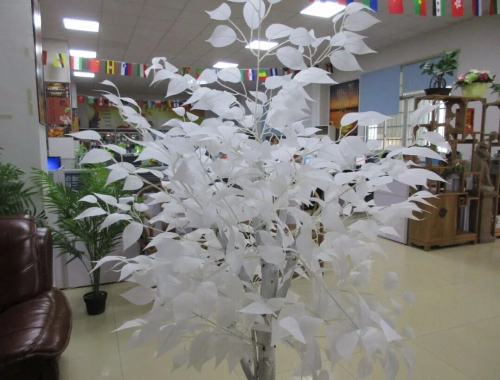 Artificial mini banyan tree bonsai with white leaves