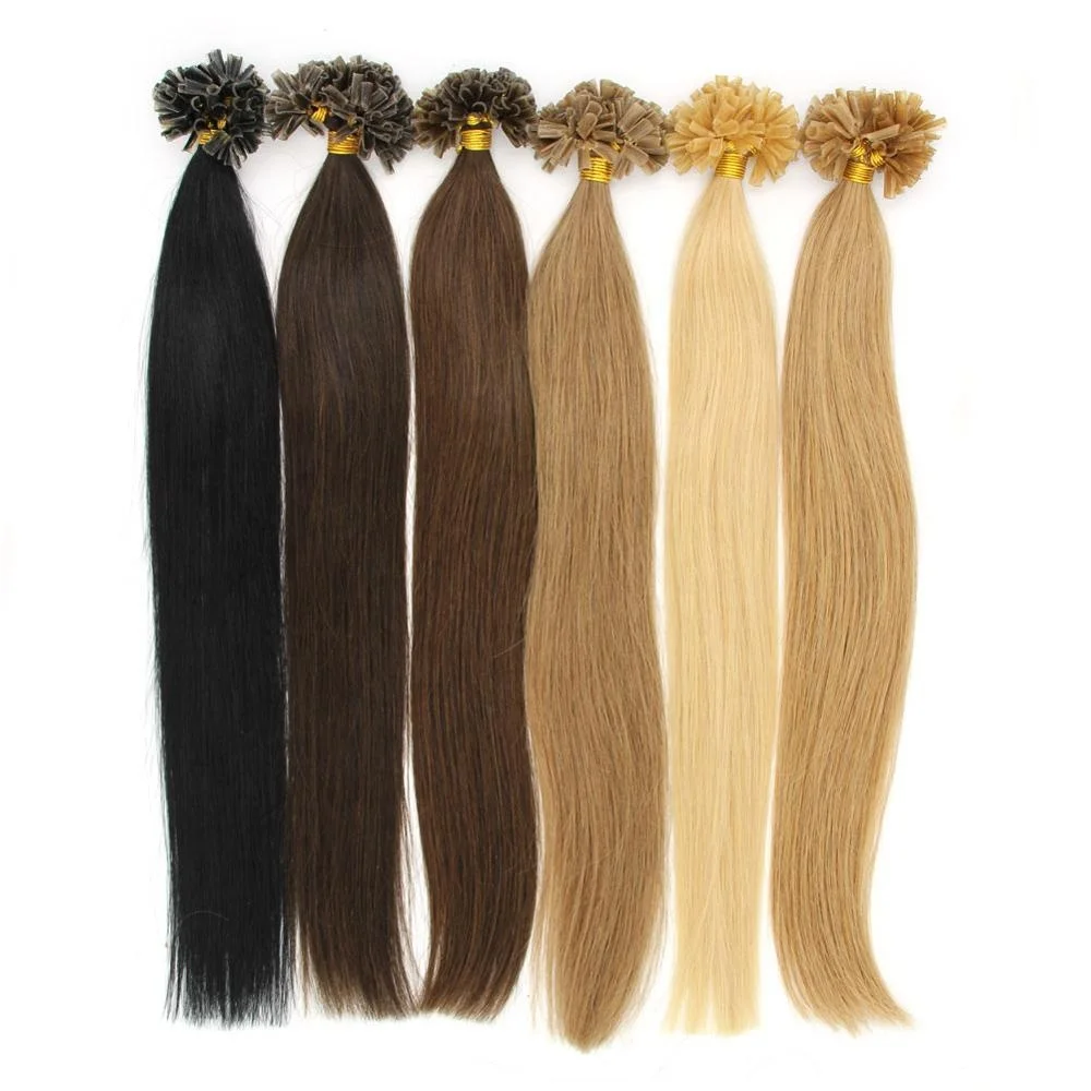 Оптовая продажа, Кератиновый U-образный кончик для наращивания человеческих волос Remy, прямые волосы 100s 16-26 дюймов, предварительно скрепленные человеческие волосы для наращивания