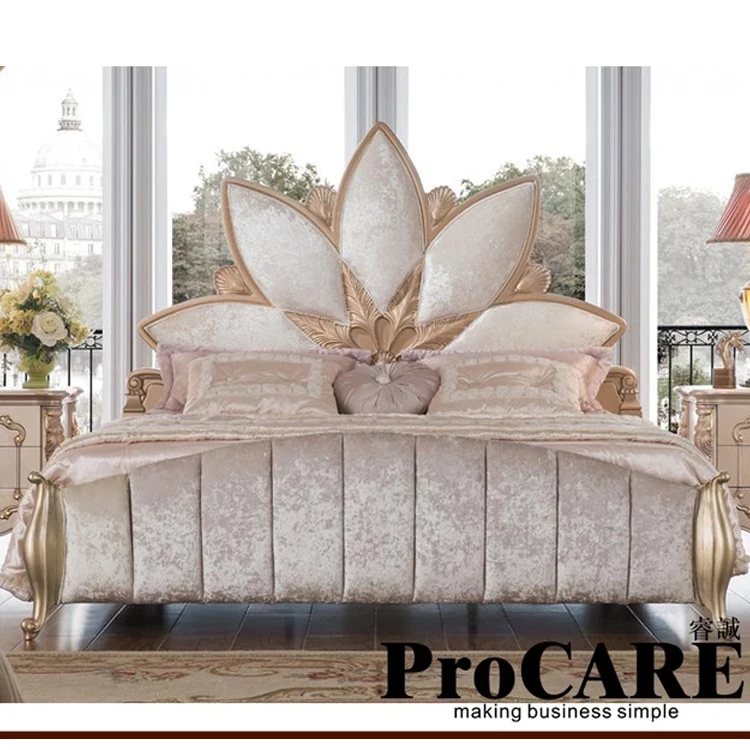 in stock Foshan Manufacture Luxury Bedroom Furniture King Size Bed