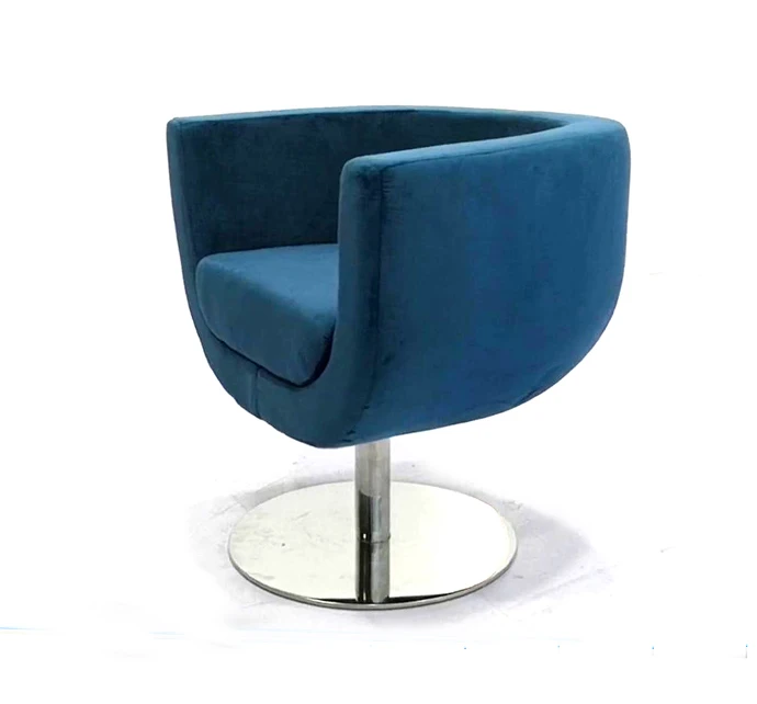 swivel tub velvet chair  designer navy blue velvet stainless steel dining chair