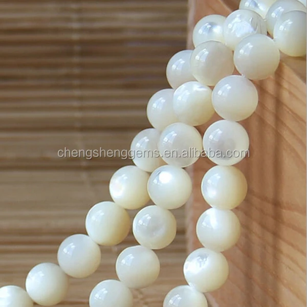 4-14mm white mother of pearl shell/nacre round beads