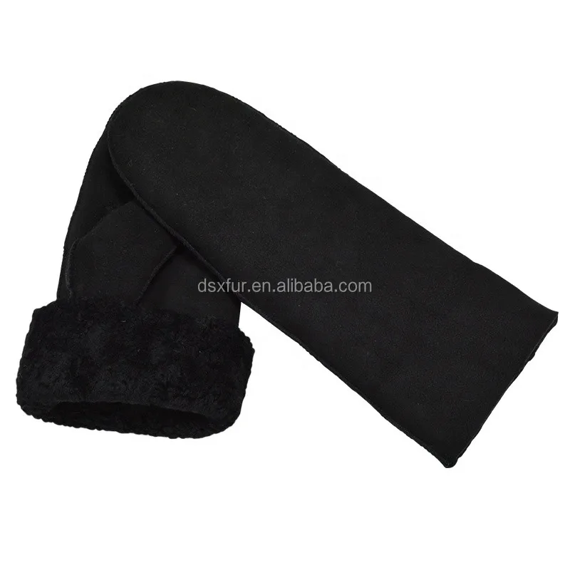 
Cheap price Winter warm genuine sheepskin fur leather women patterned mittens gloves 