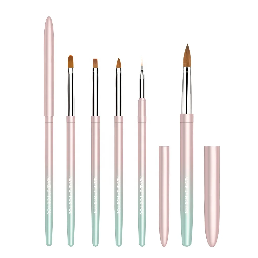 
Private Label Pink-Cyan Gradient Color Filament Art Polish Nail Pencil Brush 