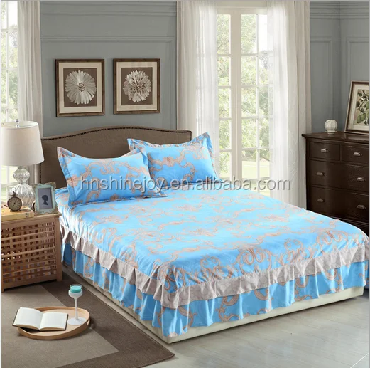 hottest latest design 100% cotton lace bedding sets Korea style bed sheet