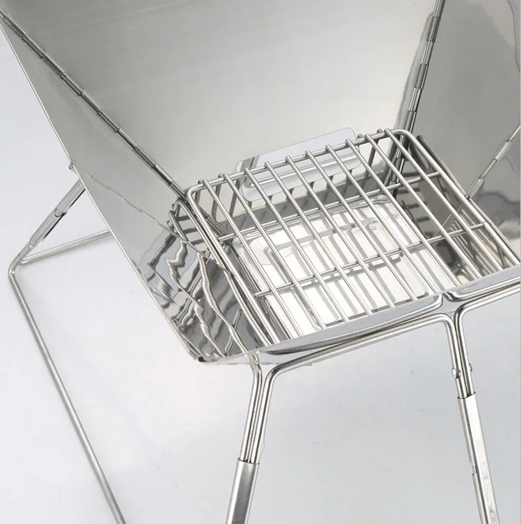 Стальной гриль для барбекю на древесном угле, портативная складная печь для барбекю, кемпинга на открытом воздухе