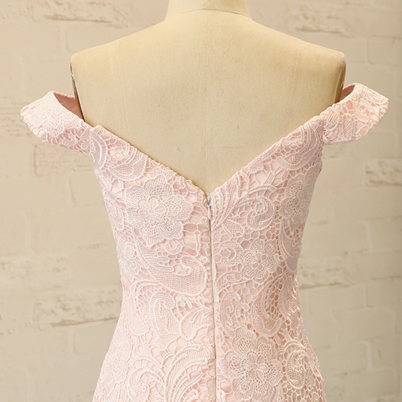 Горячая Распродажа, Короткое свадебное вечернее платье с открытыми плечами и цветочным кружевом, розовое платье подружки невесты 2019