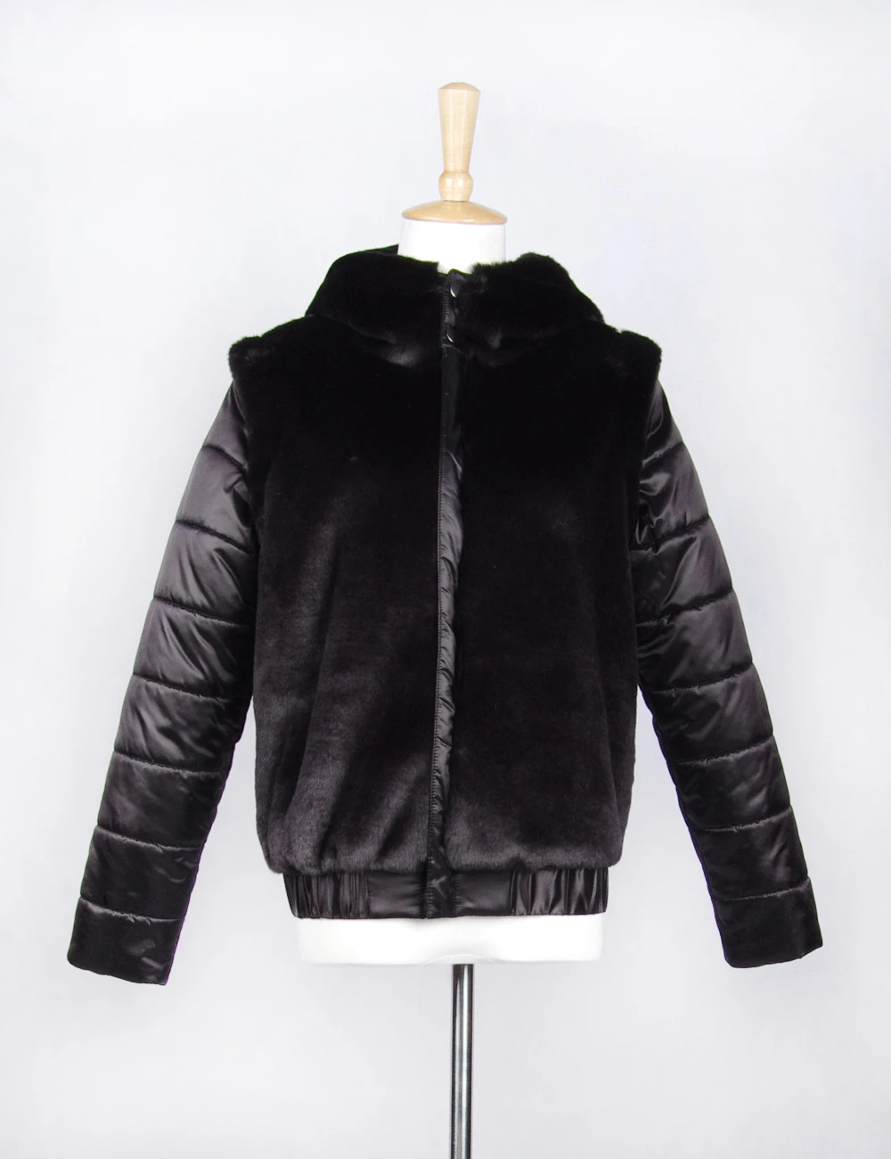 Черная куртка из искусственного меха, женские меховые куртки-бомберы с капюшоном, оптовая продажа