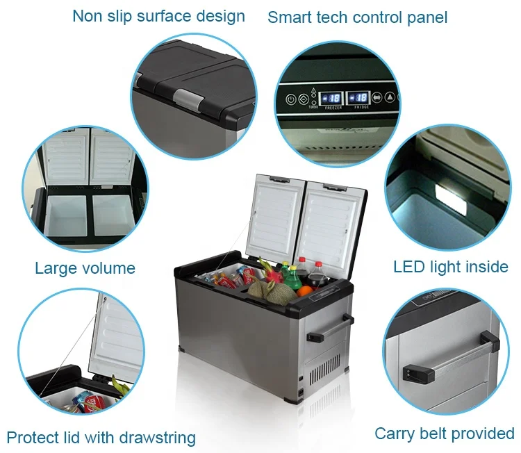 Colku 60L DC Mobile Fridge Dual Compartment Medical Car Refrigerator Micro Rv Freezer