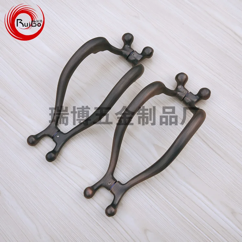 RB-127 copper door handle for door made by carving