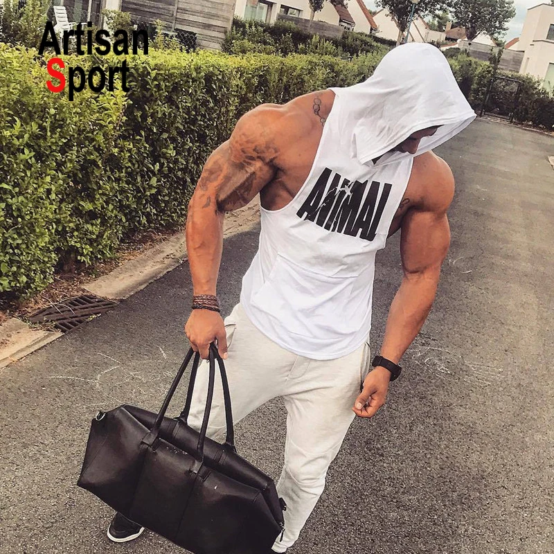 men gym wear 2019 New Men Bodybuilding Cotton Tank top Gyms Fitness Vest Sleeveless Hoodie Casual Fashion Workout Clothing