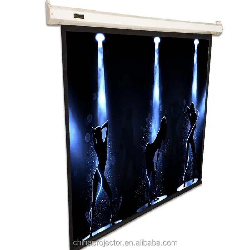 Настенные моторизованный Электрический 84 дюймов проекционный экран двигателя формат 4:3 металлические бисером ткань