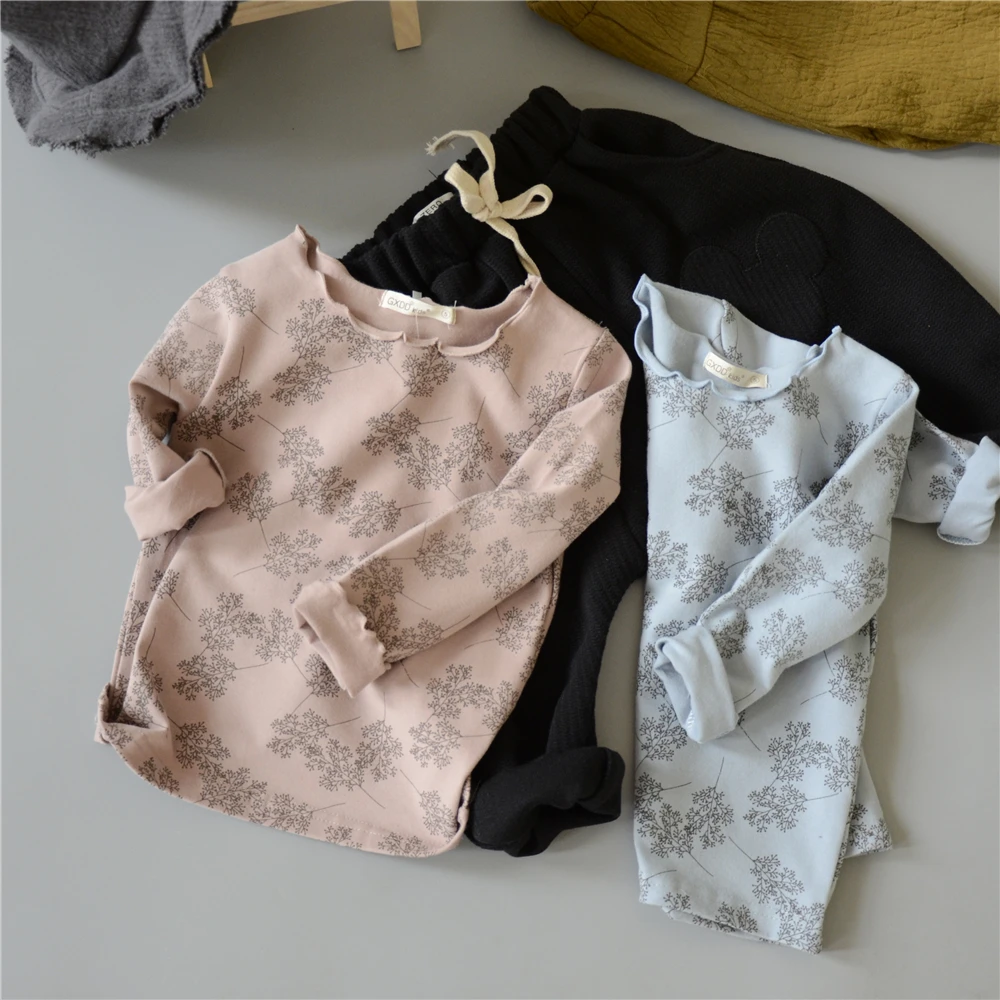 
South Korean Little Floral Baby Ruffle Sleeve Sweater 