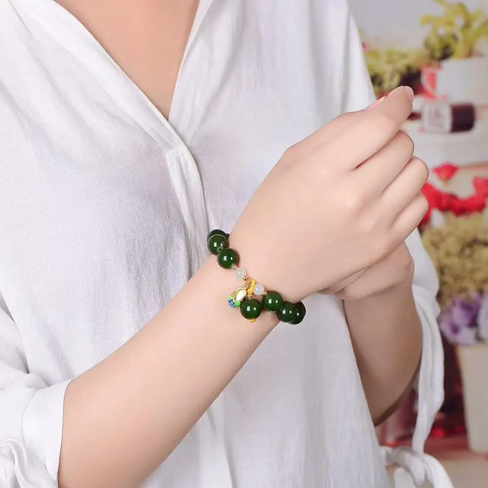 Hetian Jade Chalcedony Bracelet For Women Cloisonne Onyx Charm Bracelets