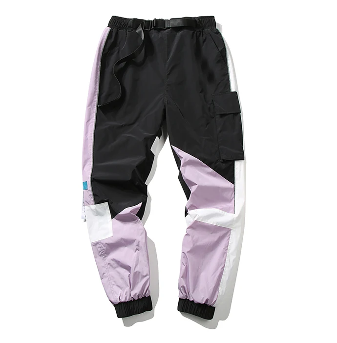 New arrival patchwork men casual street wear lightweight outdoor running trousers track cargo pants sweatpants