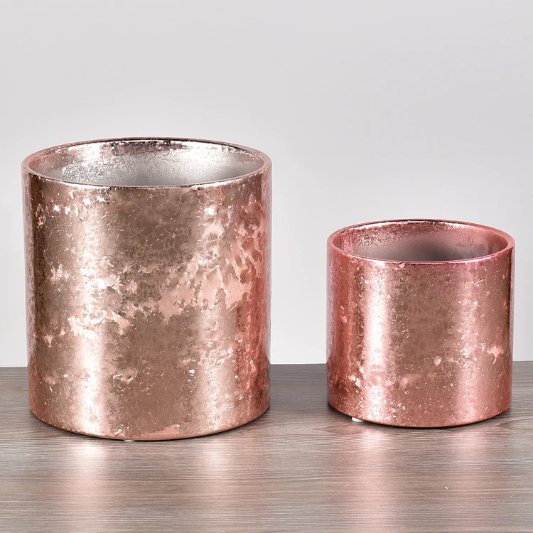 Modern style nordic home decor garden ceramic flower pot / cylinder rose gold wedding decoration pots for plants