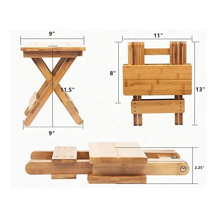 
Modern wooden bamboo folding small bench stool for picnic fishing bathroom garden 