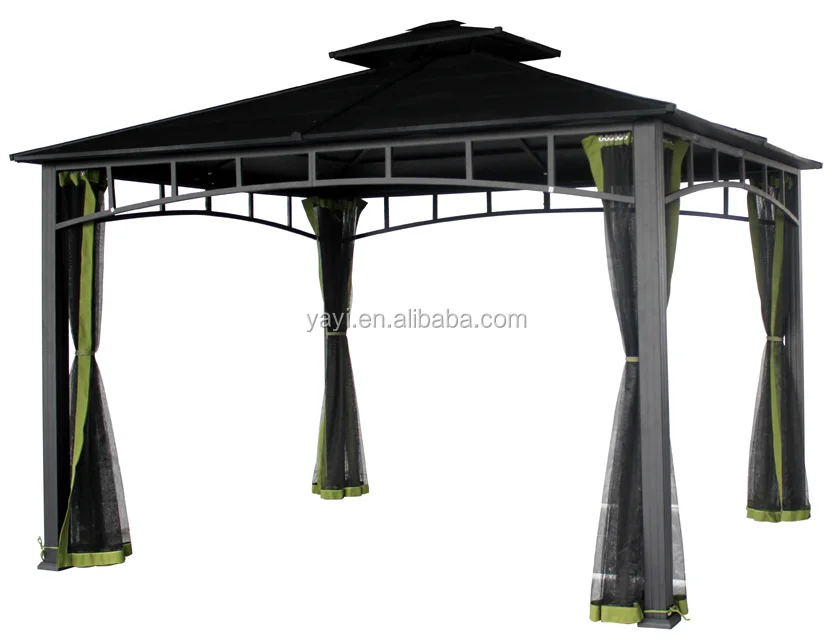 Weather-Resistant Pergola Aluminum Gazebo For Outdoor Garden Backyard Use with 4 curtains