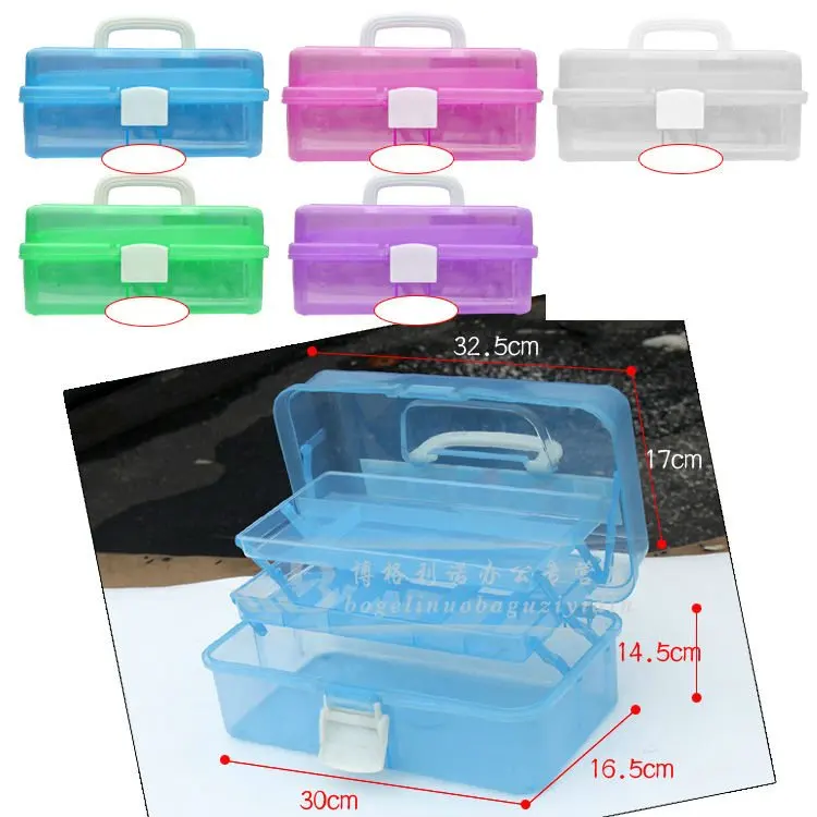 colorful transparent plastic artist tool case