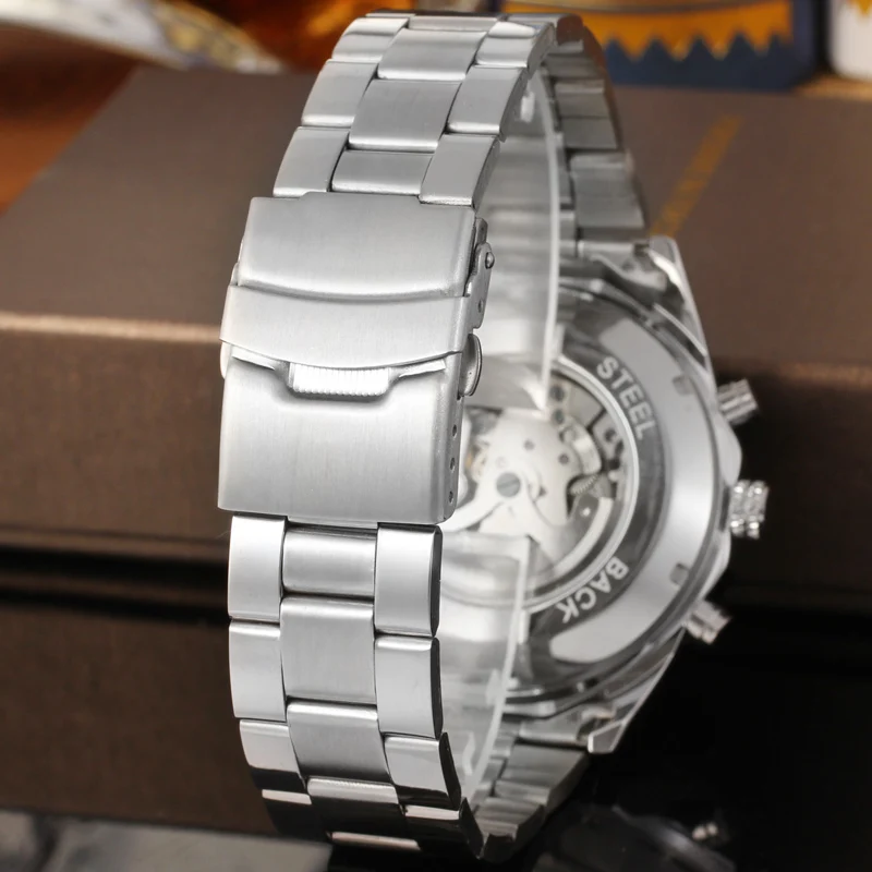 T-winner Skeleton Automatic Mechanical Stainless Steel Bracelet Watches For Men Sales Online