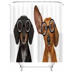 Wholesale 3D digital printing cute animal polyester pongee custom waterproof shower curtain